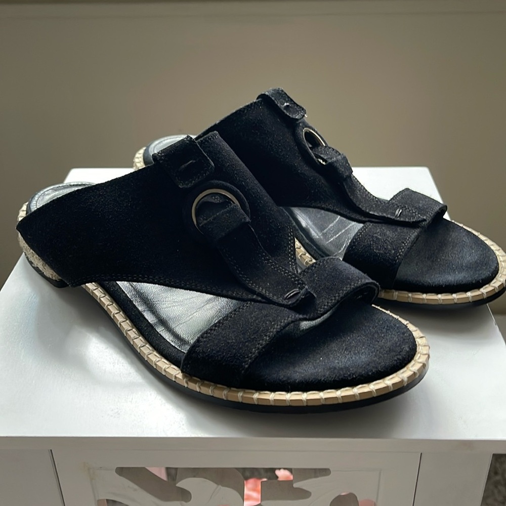 Aquatalia Suede Black Slide On Sandals